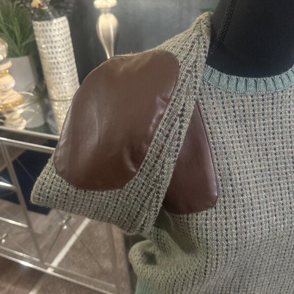 LAUREN Ralph Lauren Black Label Faux Leather Elbow Patch Sweater 🔥🔥🔥 - Picture 3 of 6